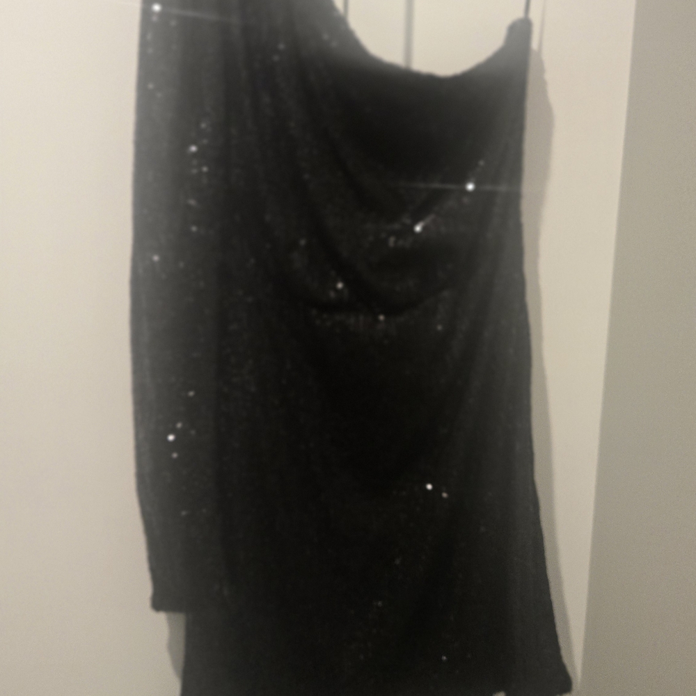 Endless Rose Black Sequin one side off the shoulder Mini Dress